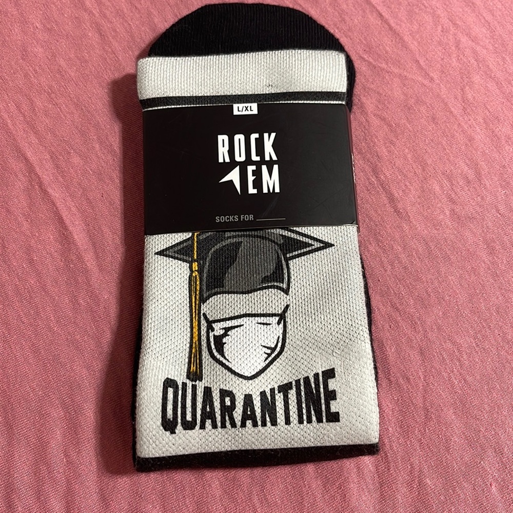 Rock ‘Em Quarantine Socks Graduation size L/XL NWT